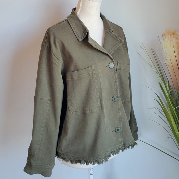 Anthropologie, New, Sanctuary Army Olive Green Utility Denim Jacket, Large - Picture 8 of 15